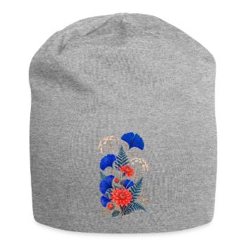 Fleurs Bleues et Dahlias Sauvages - Bonnet en jersey - gris chiné - Devant