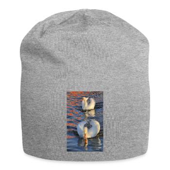 Swans in a play of colours - Jersey Beanie - heather grey - Front