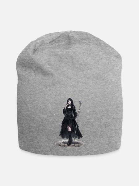 Gothic Hexenkönigin mit Stab - Jersey-Beanie - Grau meliert