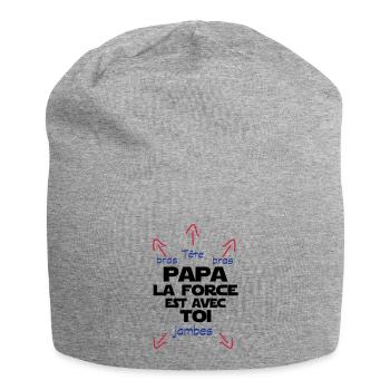 papa la force est avec toi - Bonnet en jersey - gris chiné - Devant