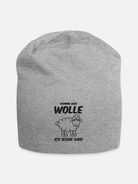 Komme was Wolle Ich Schaf das Spruch - Jersey-Beanie - Grau meliert
