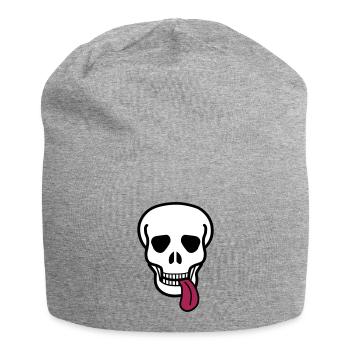 Tongue Skull - Jersey Beanie - heather grey - Front