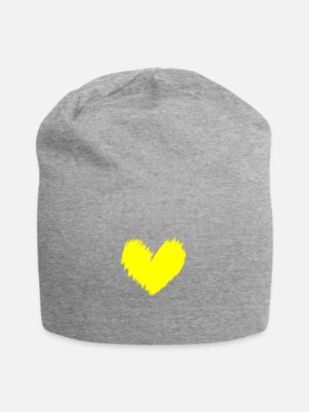 Gelbes Herz Geschenkidee verschwommen - Jersey-Beanie - Grau meliert