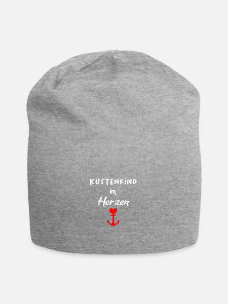 Küstenkind im Herzen - Jersey-Beanie - Grau meliert