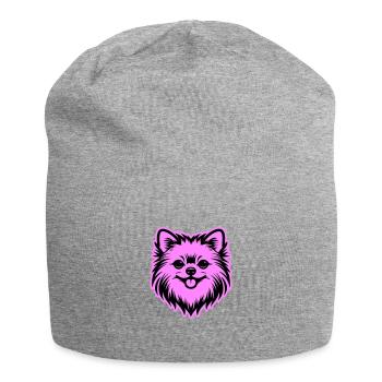 Tête de chien de Poméranie - Bonnet en jersey - gris chiné - Devant