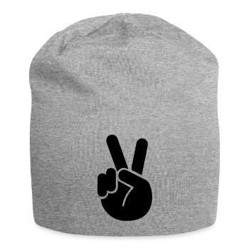 Hand Peace - Jersey-Beanie - Grau meliert - Vorne
