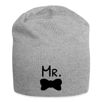Mister Fliege Bräutigam - Jersey-Beanie - Grau meliert - Vorne