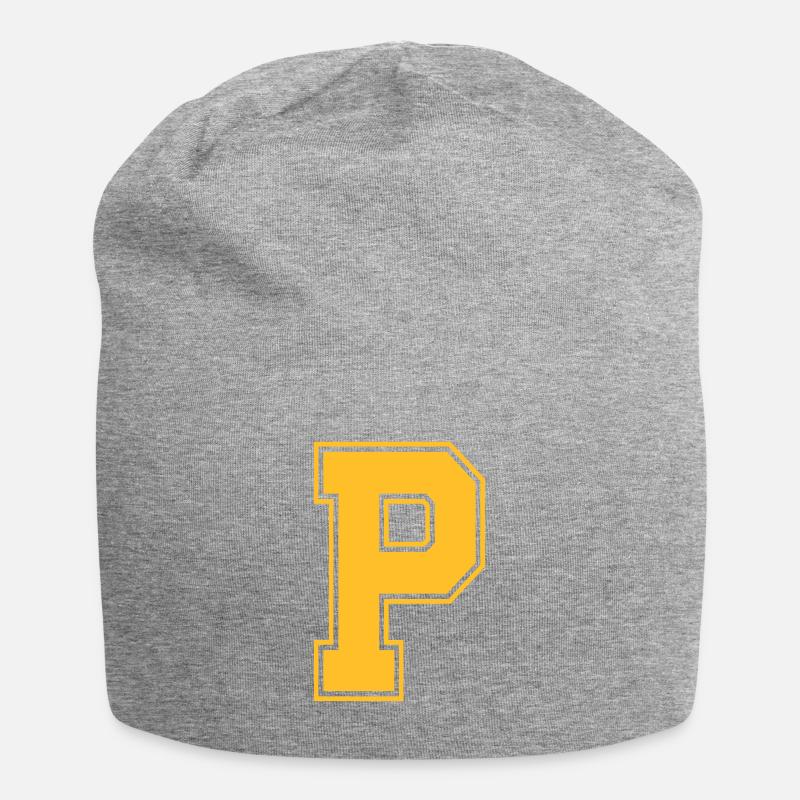 Buchstabe P - Letter P - Jersey-Beanie - Grau meliert