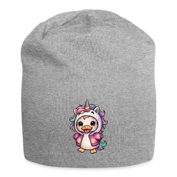 Cartoon Kawaii Duckling with Unicorn Outfit - Jersey Beanie - heather grey - Front