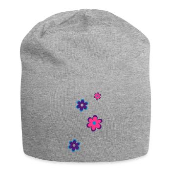 Blumen - Jersey-Beanie - Grau meliert - Vorne
