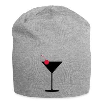Cocktailglas - Jersey-Beanie - Grau meliert - Vorne