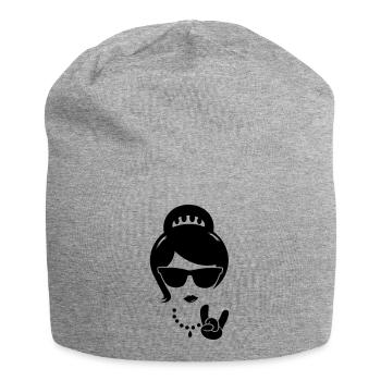 cool swag swag hipster girl, woman, mother boss - Jersey Beanie - heather grey - Front