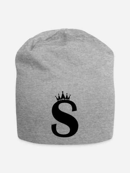 letter S crown - Jersey Beanie - heather grey