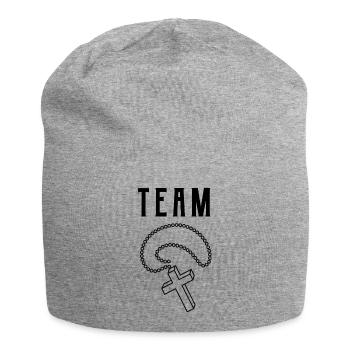 Team Catholique Croix Pendentif - Bonnet en jersey - gris chiné - Devant