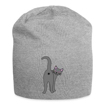 Méchant chat - Bonnet en jersey - gris chiné - Devant