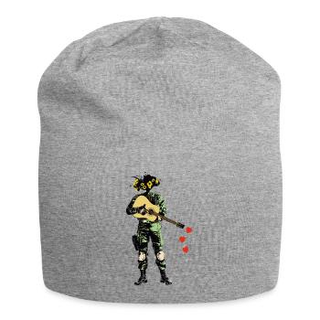 Soldier with flower wreath and guitar - Jersey Beanie - heather grey - Front