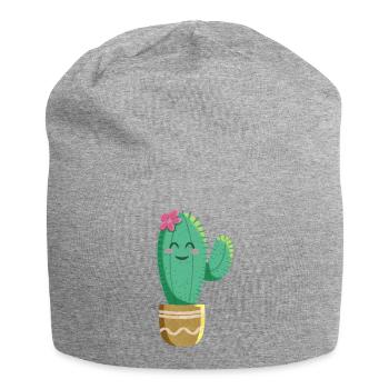 Cute Cactus with Flower - Jersey Beanie - heather grey - Front