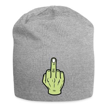 Middle Finger Hand Icon - Jersey Beanie - heather grey - Front