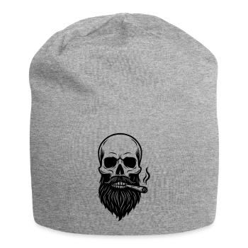 Totenschädel - Rauch - Jersey-Beanie - Grau meliert - Vorne