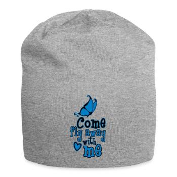 Komm, flieg mit mir weg - Jersey-Beanie - Grau meliert - Vorne