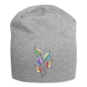 feuilles - Bonnet en jersey - gris chiné - Devant