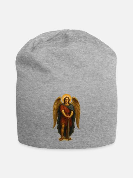 Schutzengel-Aura | Klassische Barockmalerei - Jersey-Beanie - Grau meliert