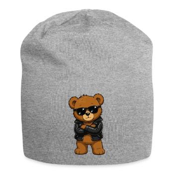 Un rocker en forme d’ours cool avec veste en cuir - Bonnet en jersey - gris chiné - Devant