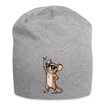 Coole Maus Ratte Rock Musiker Comic - Jersey-Beanie - Grau meliert - Vorne