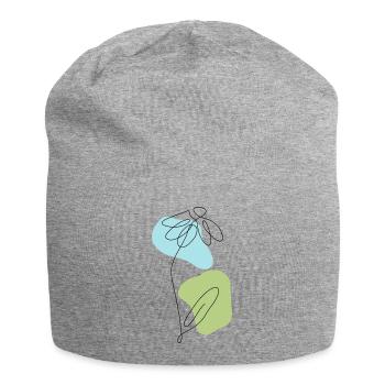Lineart Daisies with Pastel Shapes - Jersey Beanie - heather grey - Front