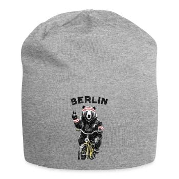 Berlin Bear on Bicycle - Jersey Beanie - heather grey - Front
