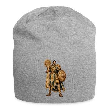 Goldener Ritterkrieger mit Palmenfächer - Jersey-Beanie - Grau meliert - Vorne