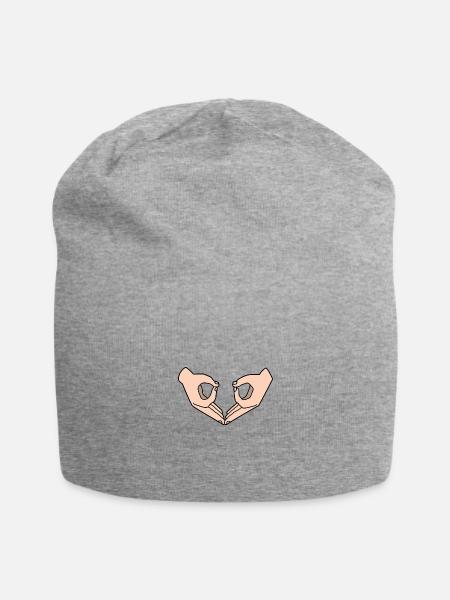 Hand Brille Eule - Jersey-Beanie - Grau meliert