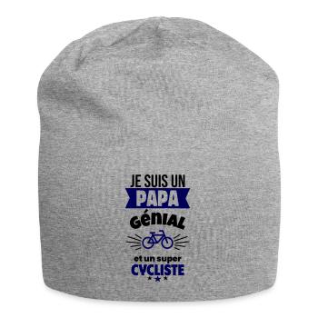 Papa génial & cycliste – idée fête des pères - Bonnet en jersey - gris chiné - Devant