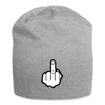 Mittelfinger 2farbig, Fuck you - Jersey-Beanie - Grau meliert - Vorne