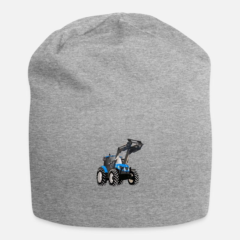 Blauer Traktor mit Frontlader - Jersey-Beanie - Grau meliert