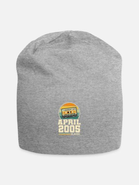 18. Geburtstag April Jahrgang 2005 Geschenkidee - Jersey-Beanie - Grau meliert