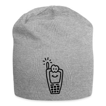 Fröhliches Handy - Line - Jersey-Beanie - Grau meliert - Vorne