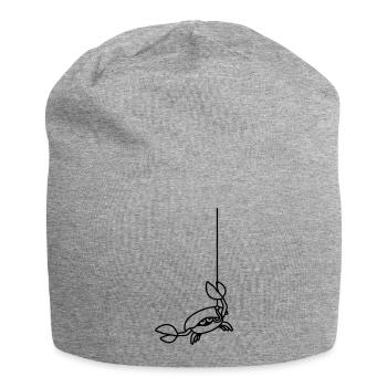Lustige Krabbe schneidet Angelschnur mit Klaue - Jersey-Beanie - Grau meliert - Vorne