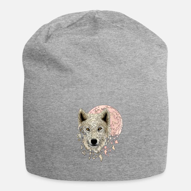Wolf weiß - Jersey-Beanie - Grau meliert