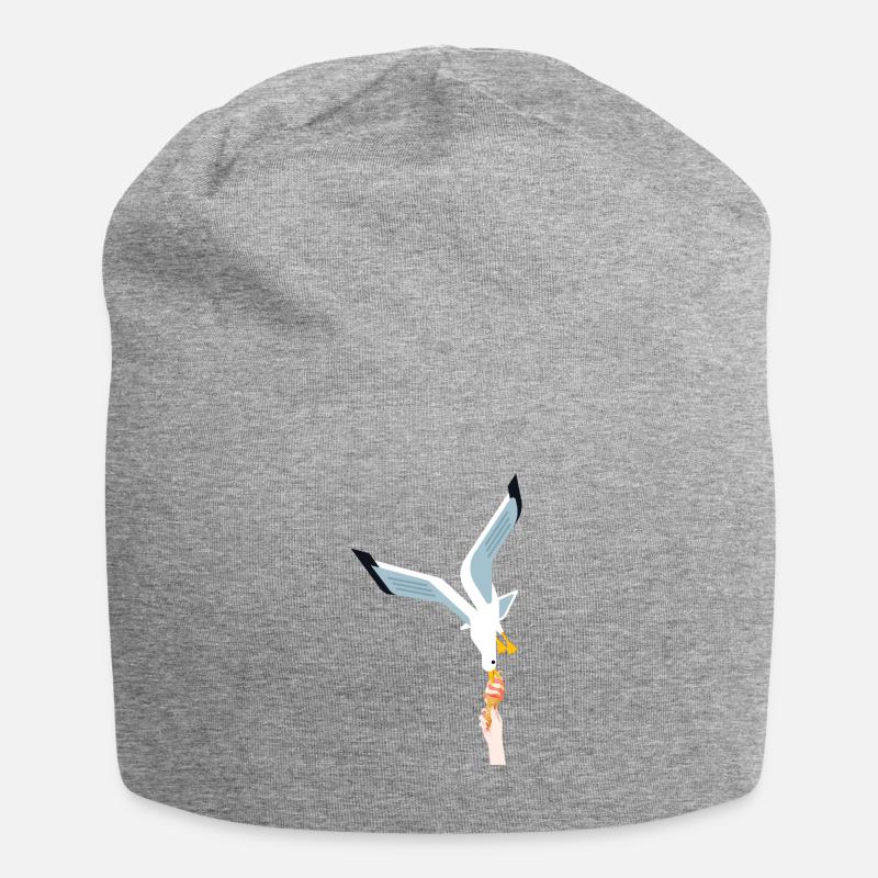 Möwe Eis Geschenk Vogel Dieb - Jersey-Beanie - Grau meliert