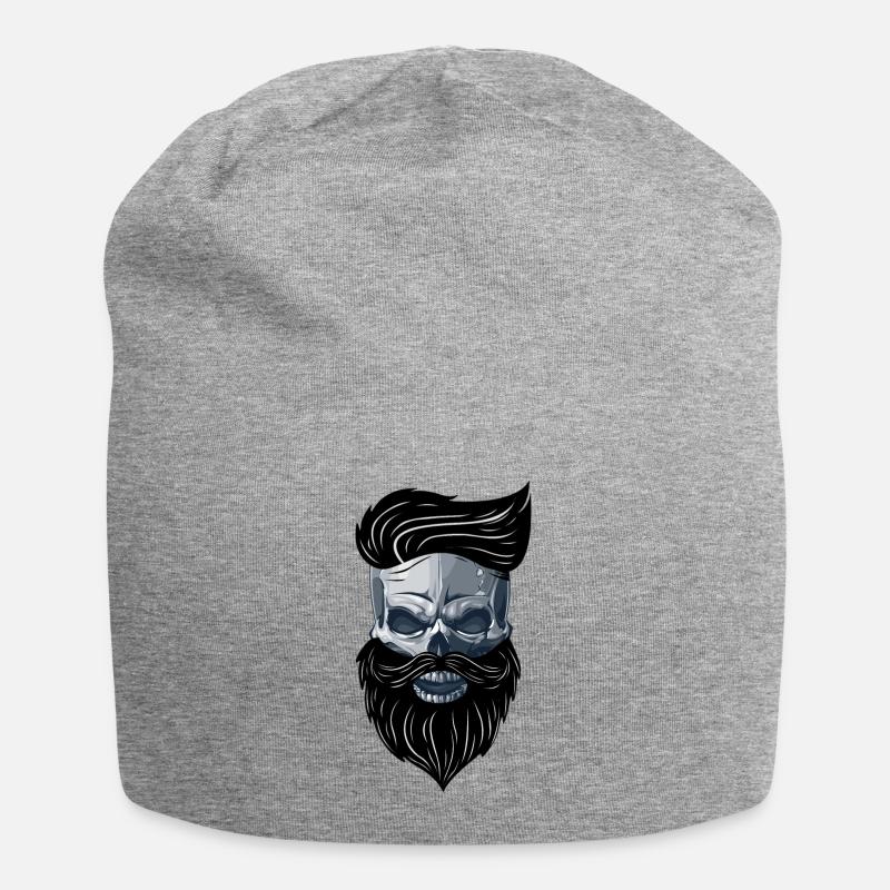 Beardy Beard Bart Man Skull Geschenkidee - Jersey-Beanie - Grau meliert