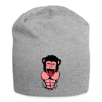 Affe Gorilla Affe tete4 Körper muscle1 - Jersey-Beanie - Grau meliert - Vorne