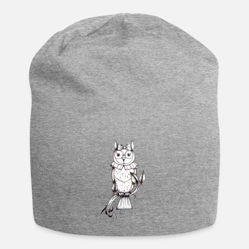 owl - Jersey Beanie - heather grey