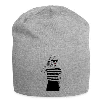 Kiss of the Night Lip Accent - Jersey Beanie - heather grey - Front