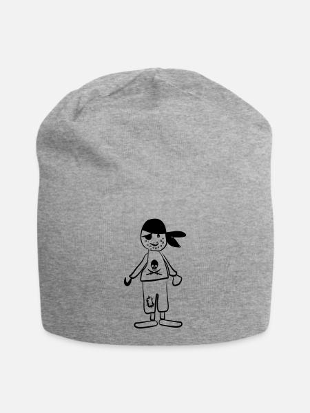Pirat - Jersey-Beanie - Grau meliert