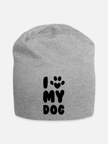 Love My Dog - Jersey-Beanie - Grau meliert