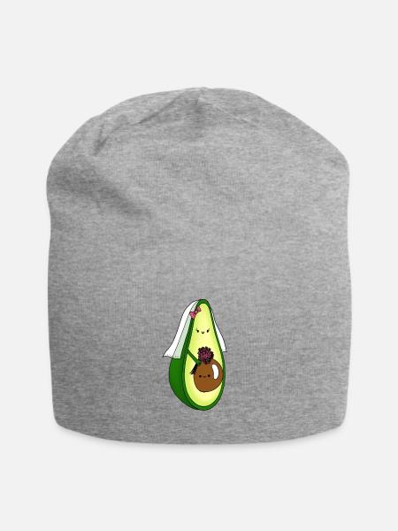 Avocado schwangere Braut mit Babybauch Geschenk - Jersey-Beanie - Grau meliert