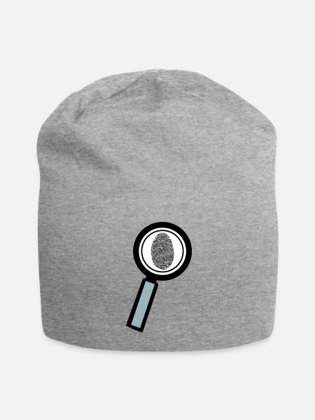 Lupe Fingerabdruck - Jersey-Beanie - Grau meliert