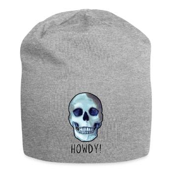 Skull sagt HOWDY! lustiger schwarzer Humor - Jersey-Beanie - Grau meliert - Vorne