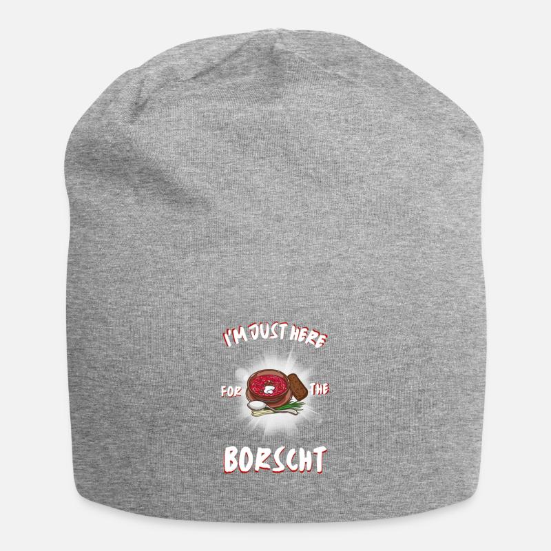 Ich bin nur wegen des Borschtschs hier - Jersey-Beanie - Grau meliert